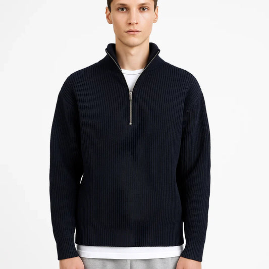 Ribbed Half-Zip Sweater for Men