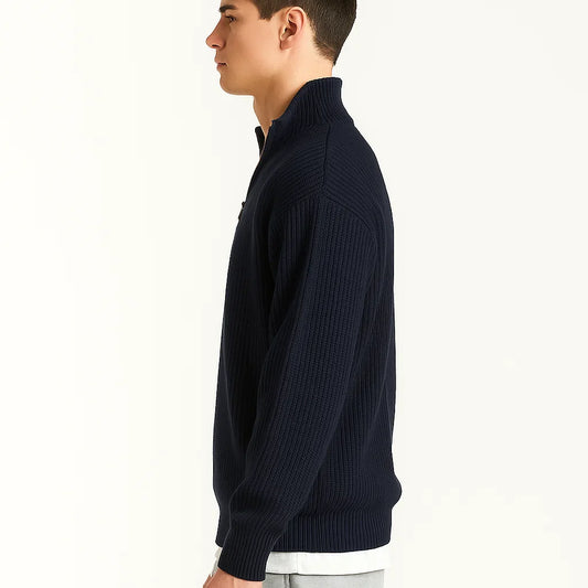 Ribbed Half-Zip Sweater for Men