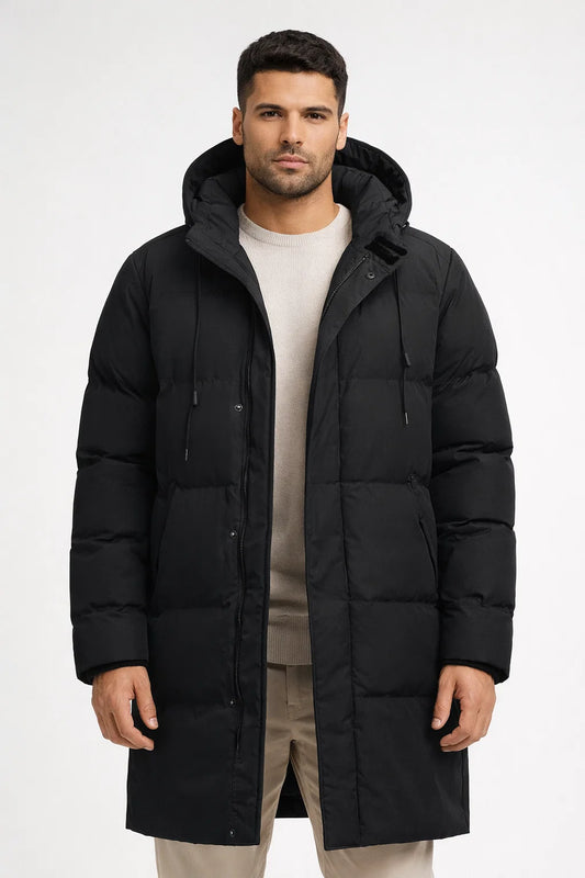 Warm Long Hooded Down Jacket for Men