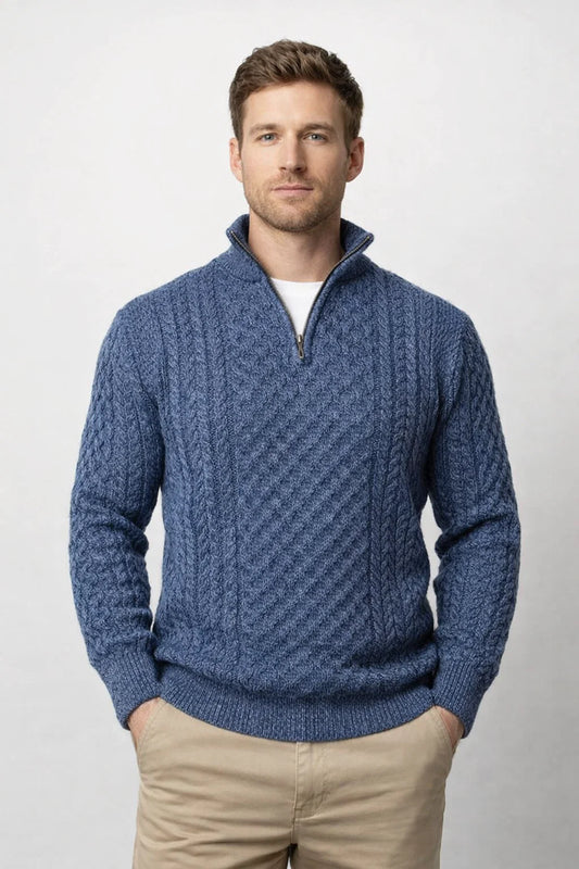 Men's Half Zip Knitted Pullover - Classic Style
