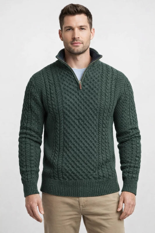 Men's Half Zip Knitted Pullover - Classic Style