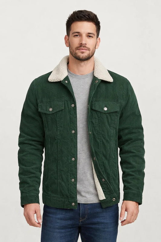 Elliot Plush Cord Jacket with Collar and Long Sleeves
