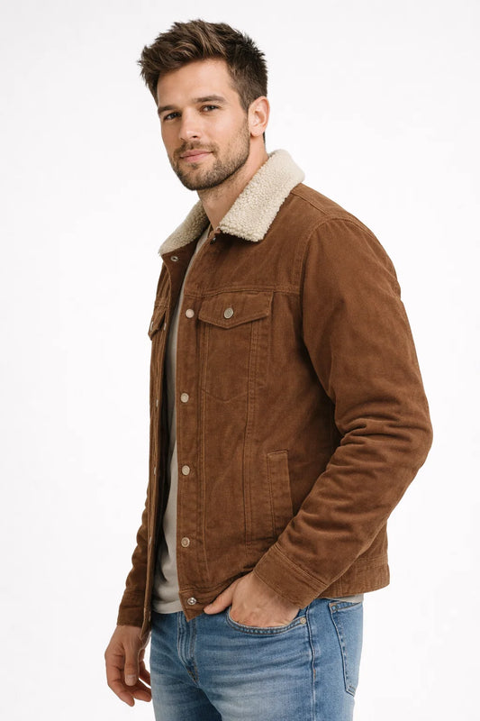 Elliot Plush Cord Jacket with Collar and Long Sleeves