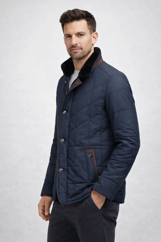 Men's Quilted Liddesdale Jacket - Faux Fur Collar