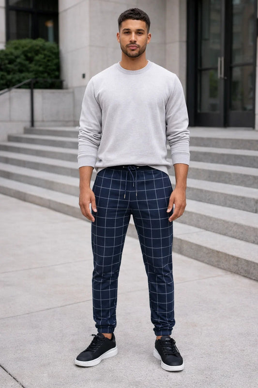 Men's Checkered Jogger Pants - Modern Style & Comfort