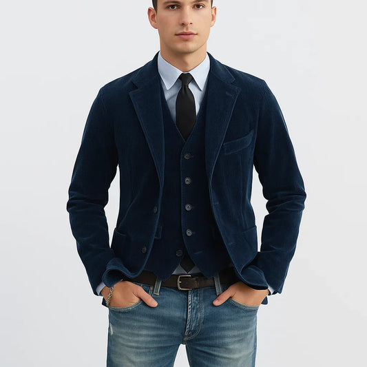 Men's Cord Blazer and Vest Set
