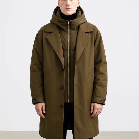 Long Waterproof Quilted Coat Featuring a Hood