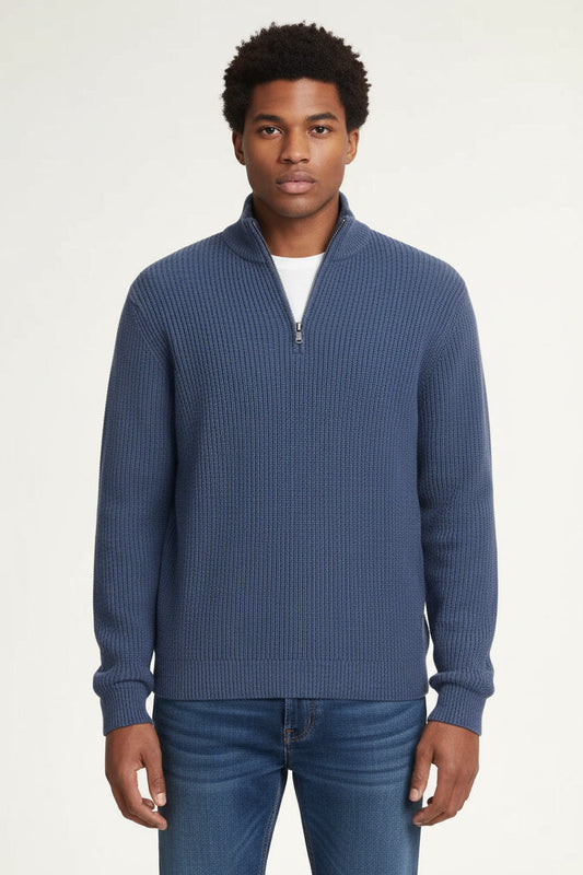 Men's Zipper Knit Sweater - Comfortable Business Casual