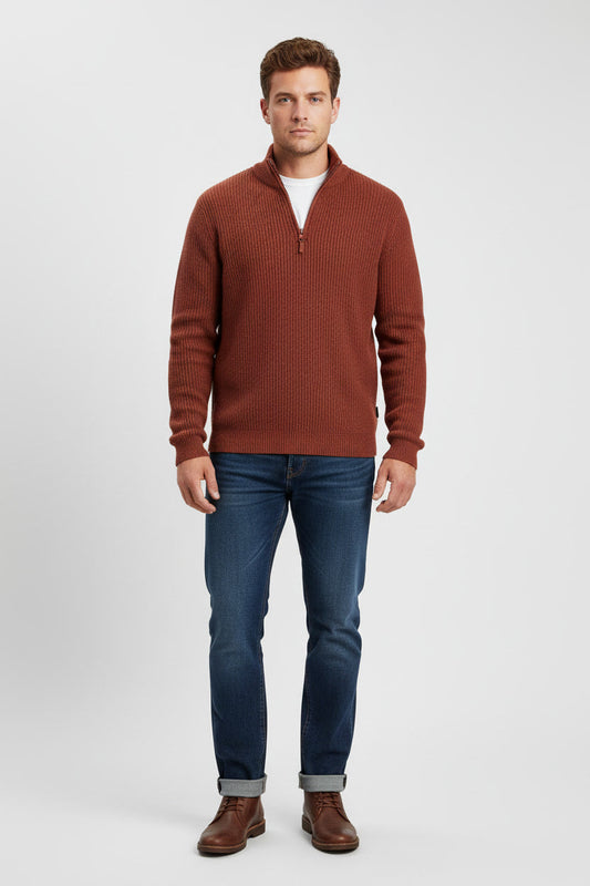 Men's Zipper Knit Sweater - Comfortable Business Casual
