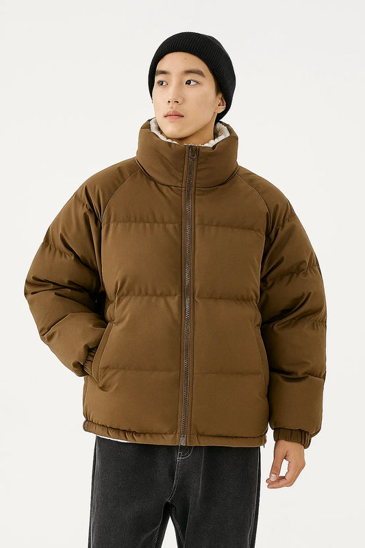 Men's Warm-Lined Puffer Jacket with Hood