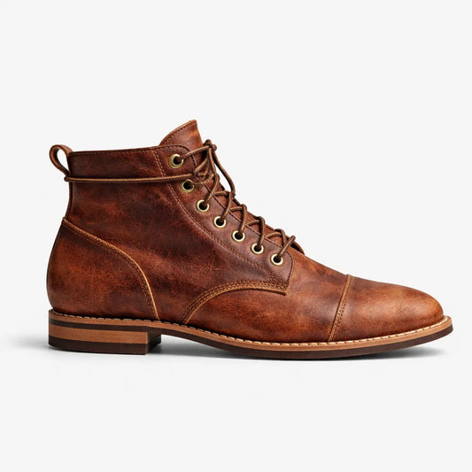Brown Lace-Up Ankle Boots for Men