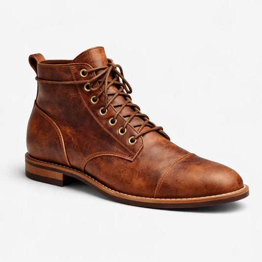 Brown Lace-Up Ankle Boots for Men